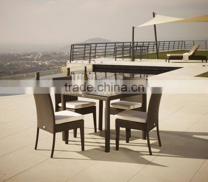 Hot selling wicker rattan outdoor dining set furniture (1.2mm aluminum frame with powder coated, with 250gr polyeste fabric)