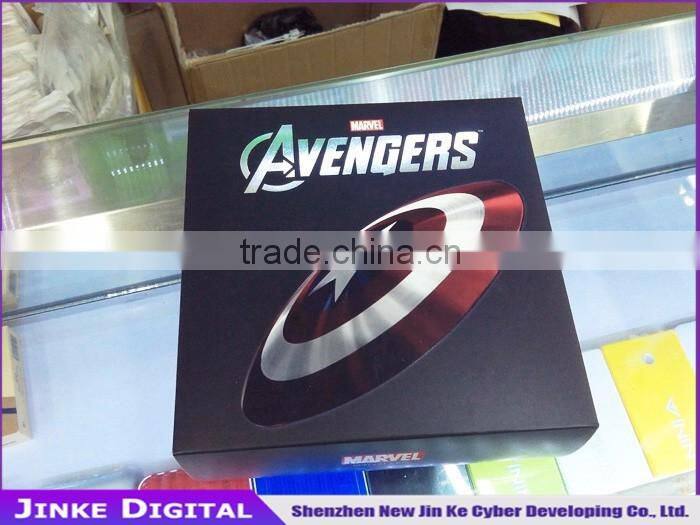 Avengers America Captain Power Banks 6800mAh dual USB Stainless Steel Mobile chargers Universal for iPhone5S 6 android phones