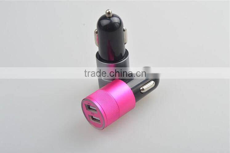 New Mini Bullet Dual USB 2 Port Car Charger Adaptor for iPhone Samsung Smartphone