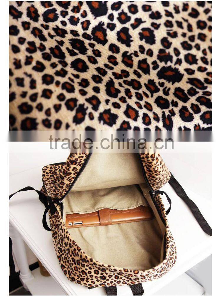New Fashion Women Backpacks Lovely Beard Vintage Leopard Bag European and American Style PU Leather Backpacks