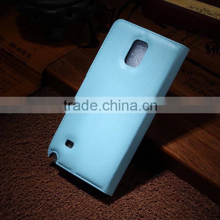 Hot Selling Ultra Thin Lichee PU Leather Case Wallet Folio Flip Cover for Samsung GALAXY Note 4