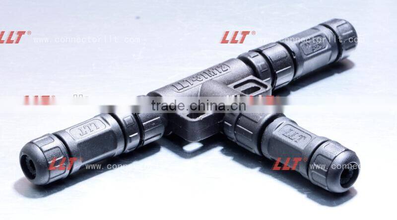 LLT Easy Installable M12 series T connector Outdoor lighting electrical Tee Connector