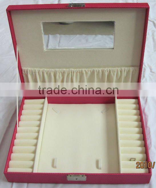 HOT!!! PU leather Jewelry box with mirror inside