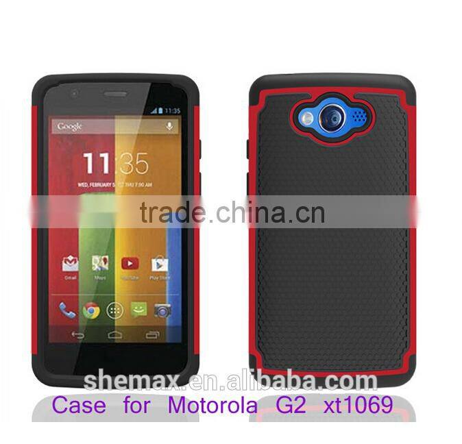 shockproof cover case for motorola moto g2/two in one hybrid back cover for moto g2 xt1069