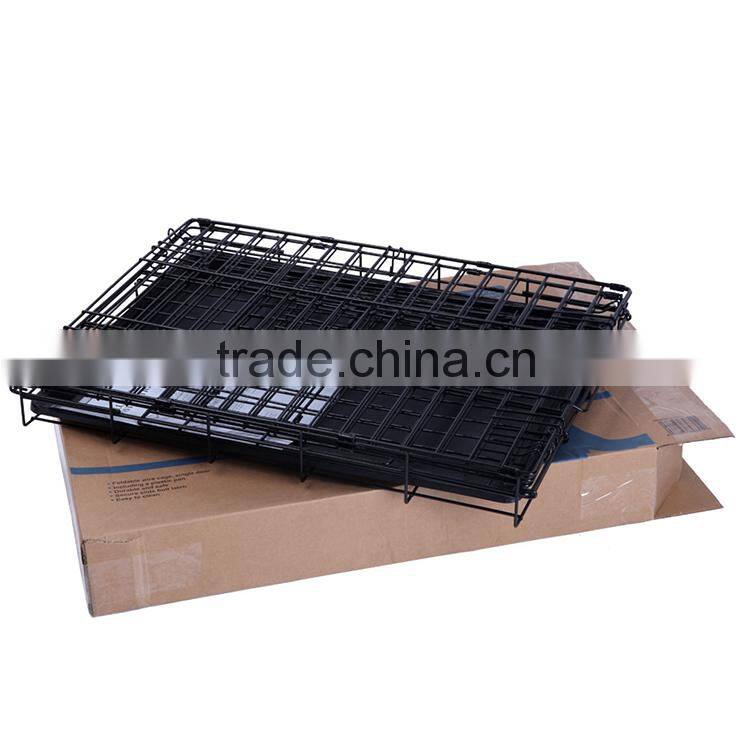 Folding Pet Dog Crate Cage Kennel with Plastic Tray Supplier