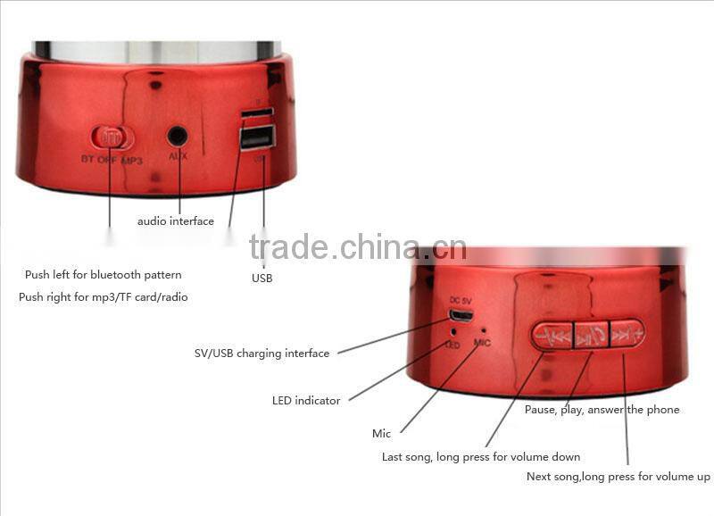 2016 new design hourglass portable wireless music mini bluetooth speaker with magic led light and fm radio/remote