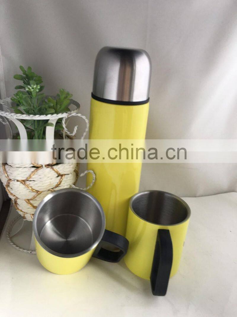 2016 two coffee mugs and thermos flask gift set