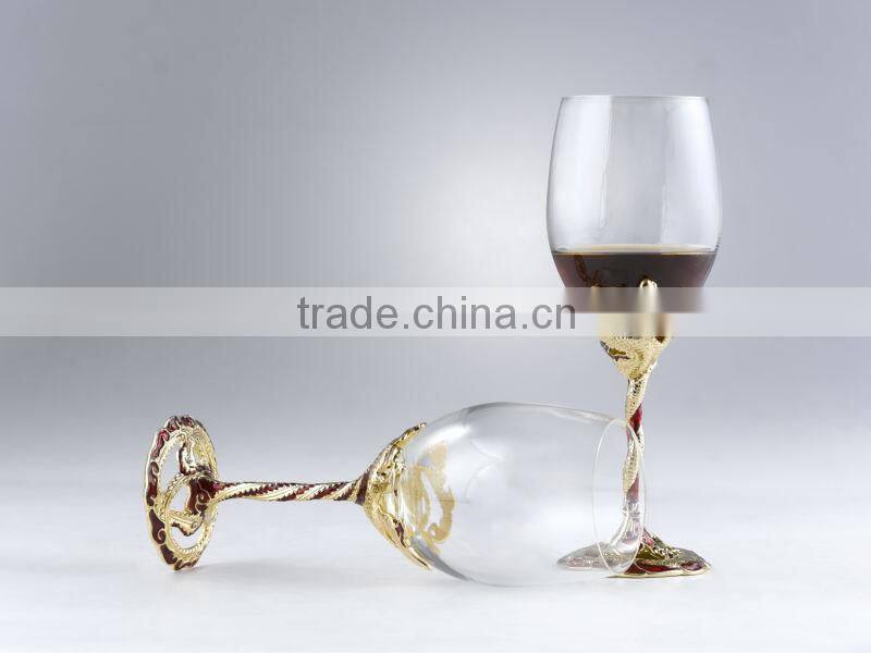 RORO Auspice dragon and phoenix enamel crystal glass red wine glass