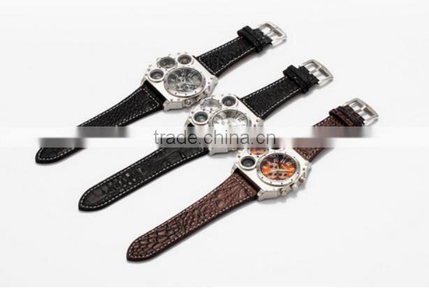 wholesale fashion leather big face quartz mens wrist watches