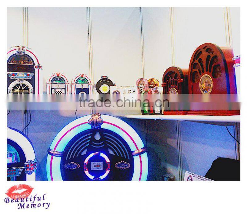 retro wooden radio cd player Jukebox dock station Wulitzer style