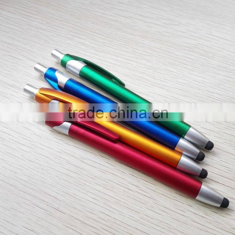 Wholesale promotional products china Lacquer color barrel and clip plastic stylus pens