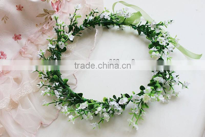 Artificial plum blossom Flower Bridal Hair Accessory Head Wreath Garland For Wedding Prom Party And Christmas Decoration