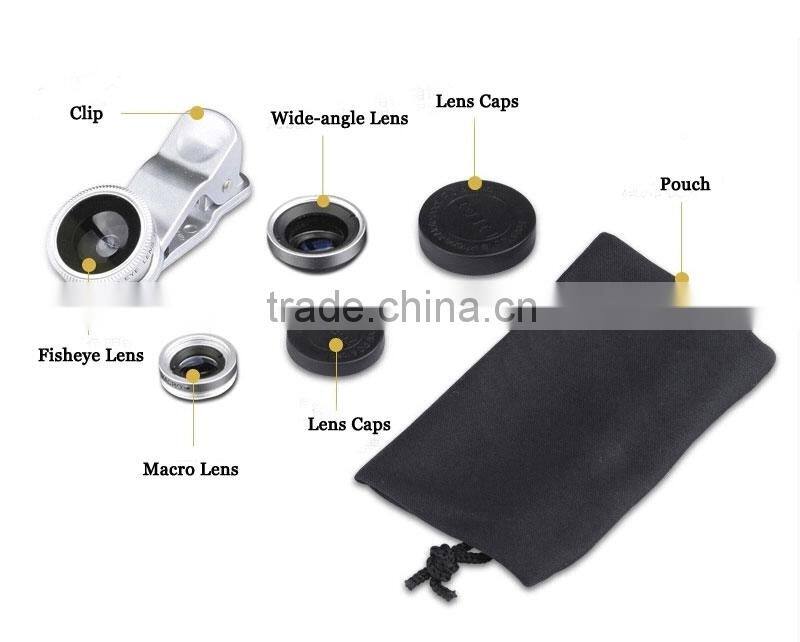 Hot sell clip lens , magical universal clip 3in 1 lens for mobile phone , Cute contact lens case .