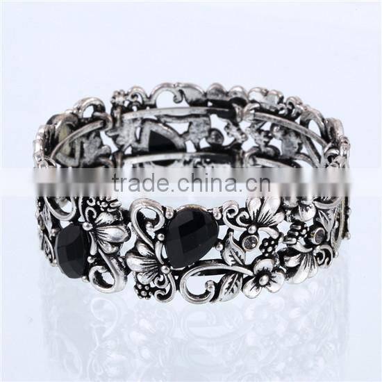 antique hollow out faux stone bangle