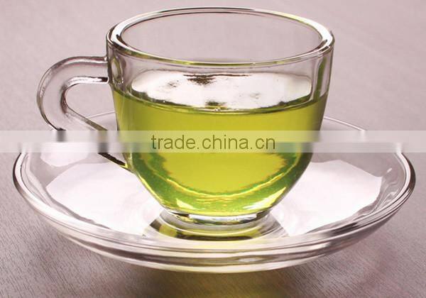 Small quantity order mini glass tea cup and saucer