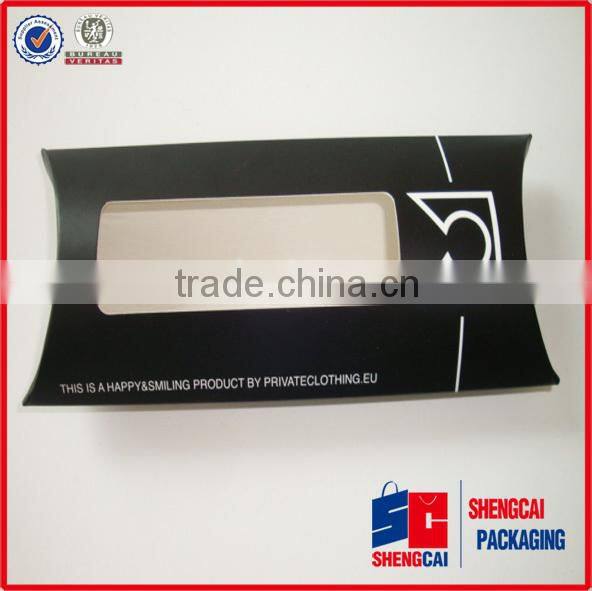 New design paper box with window custom paper pillow box with logo print small pillow box