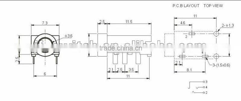 stereo phone jack connector PJ-3511/3511C