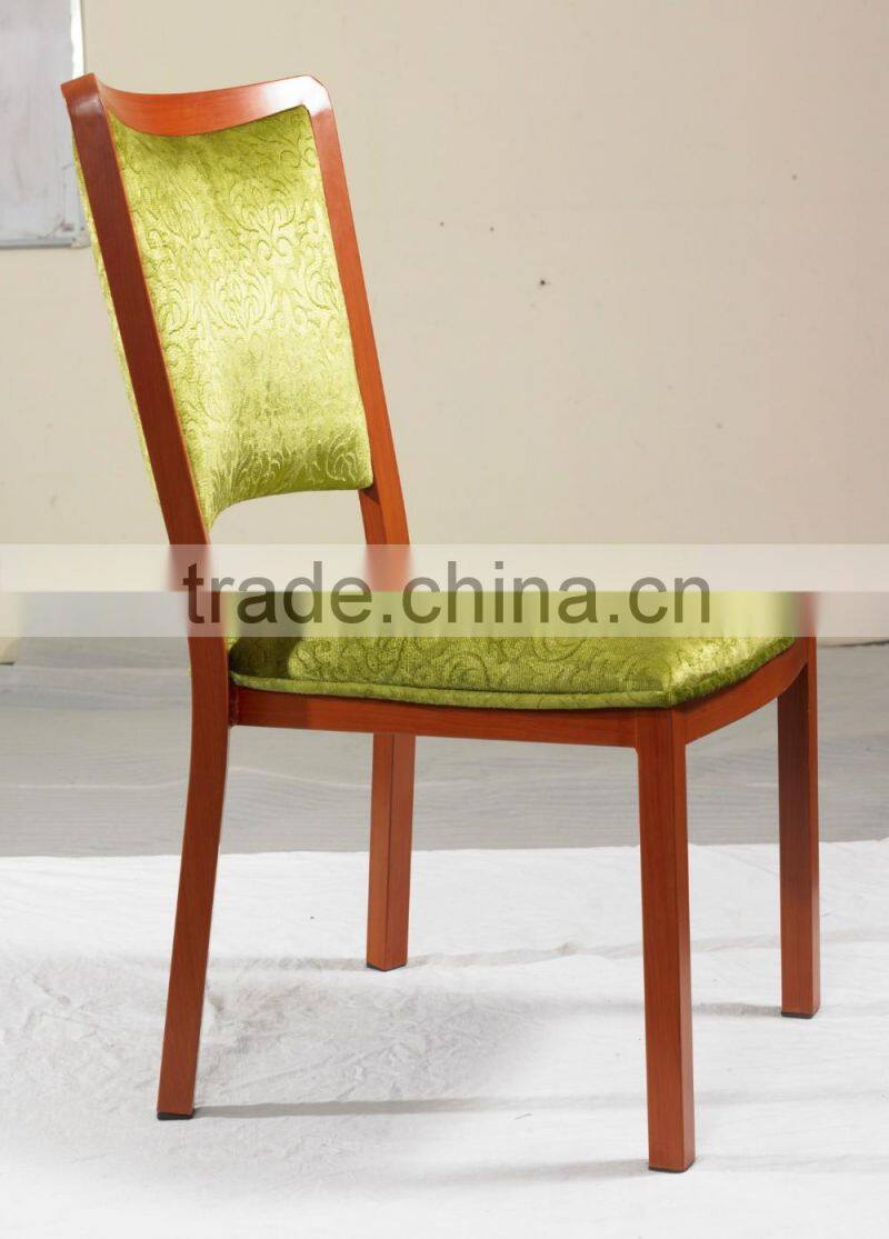 aluminum high quality wood imitation stacking hotel dining banquet chair