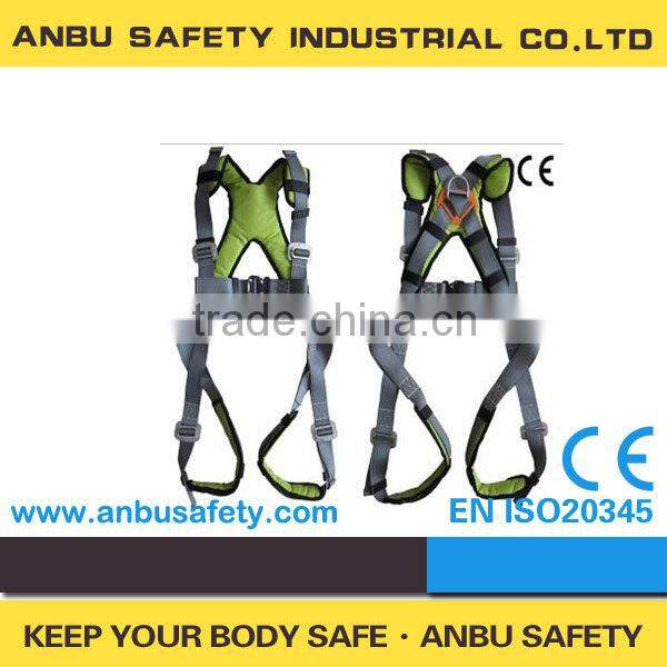 Construction full body harness with lanyard