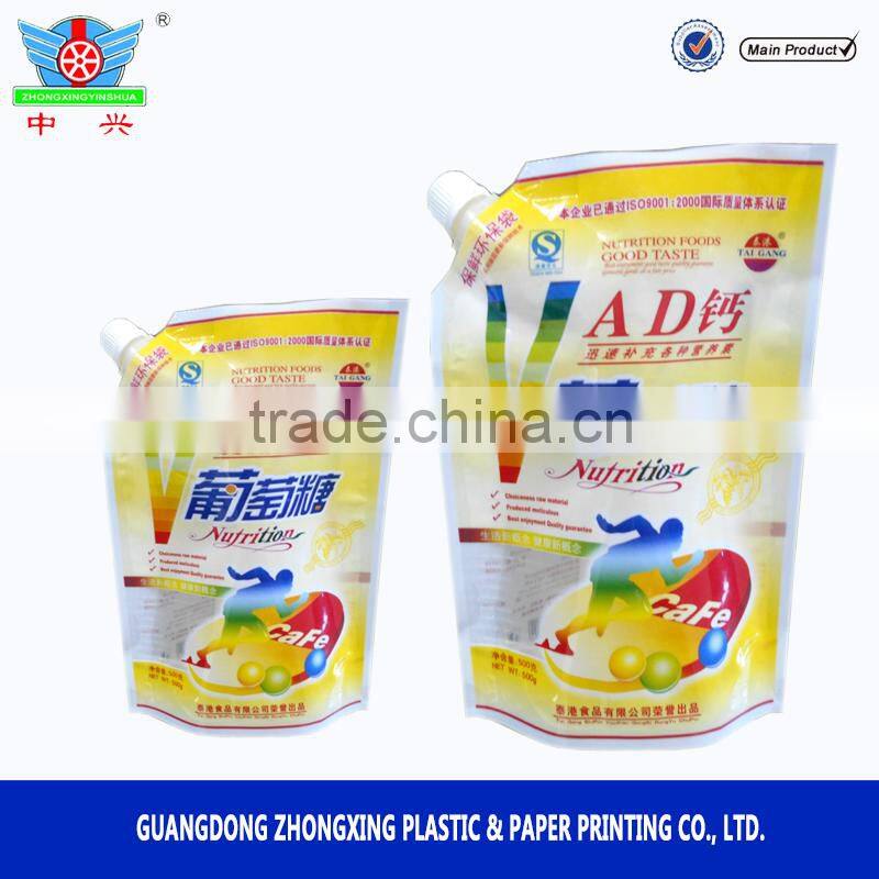 customized reusable juice laundry detergent clear drink stand up spout pouch
