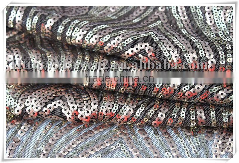 Antique gold Fancy Pretty glitter sequins embroidery sequin fabric for dress