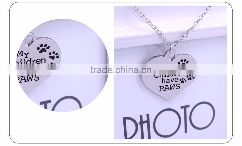 2016 new fashion alloy jewelry sculpture letter member of family silver children necklace heart pendant