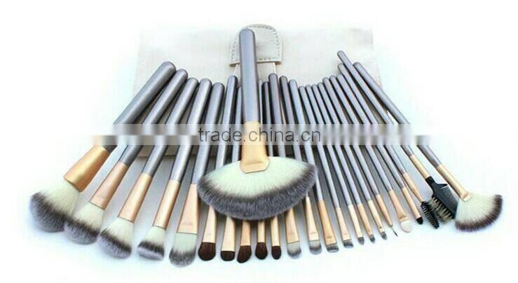 Classic hot styles! Wholesale good 24pcs wooden soft synthetic hair glitter cosmetics makeup brush set with competitive price !