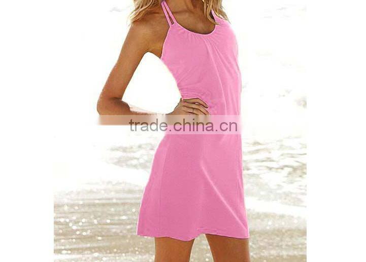 2014 Ladies Summer Casual Dress Fashion Beach Cover Up Halterneck Black Pink Blue 8 10 12 14