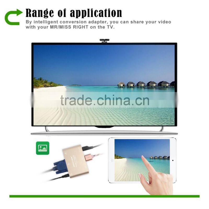 Voxlink Digital AV Adapter With VGA+Audio Dual Display Converter Power Silver/ Golden/ Gray