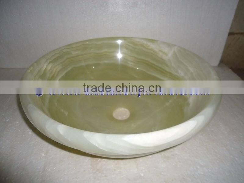 GOOD QUALITY PURE GREEN ONYX ROUND SINKS AND BASINS