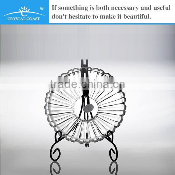 popular design 2014 hot sale cheap wholesale clear glass beaded charger plate for friut or cake