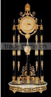 French Emperial 24K Gold Plated Floor Clock/Grandfather Clock, Bronze Gold Gilt Decoration Clock