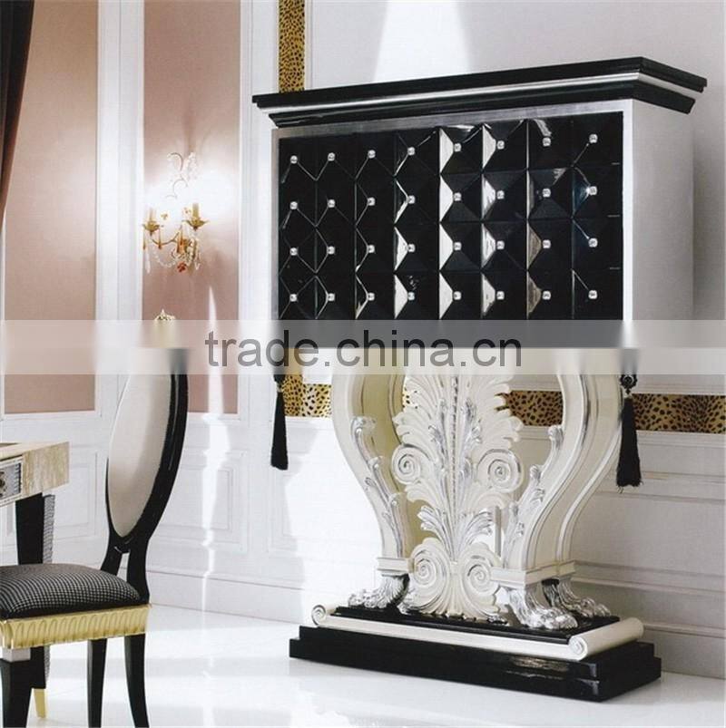 Baroque Style Amazing Black Pearl Decorated Magazine Rack and Side Table Set