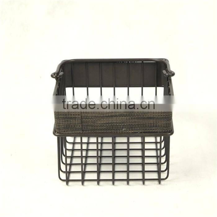 Square Metal Wire and Textilene Bathroom Caddy With Handle