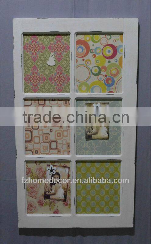 Antique wooden multi photo frame with magnet cork