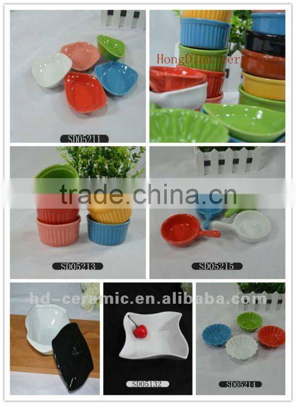 colored ceramic appetizer serving dish