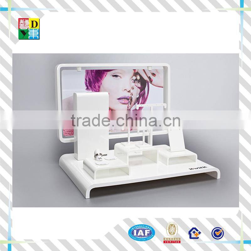 2015modern design acrylic cosmetic display stand/hot selling fashionable acrylic jewery display rack made in China