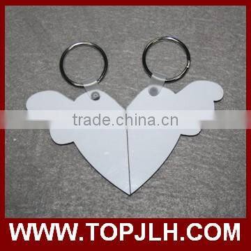 Sublimation wood cheap custom printed heart shaped keychain
