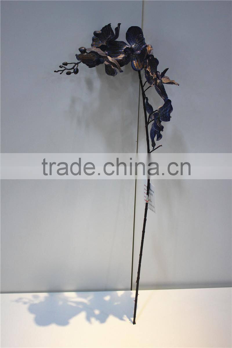 Home garden decoration 90cm hight dark purple Gold string Ascocenda artificial wedding flowers EQDL03 0401