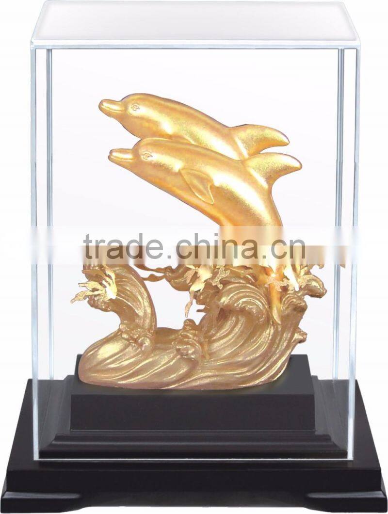 Gold foil peacock statue in Display box promotion gift