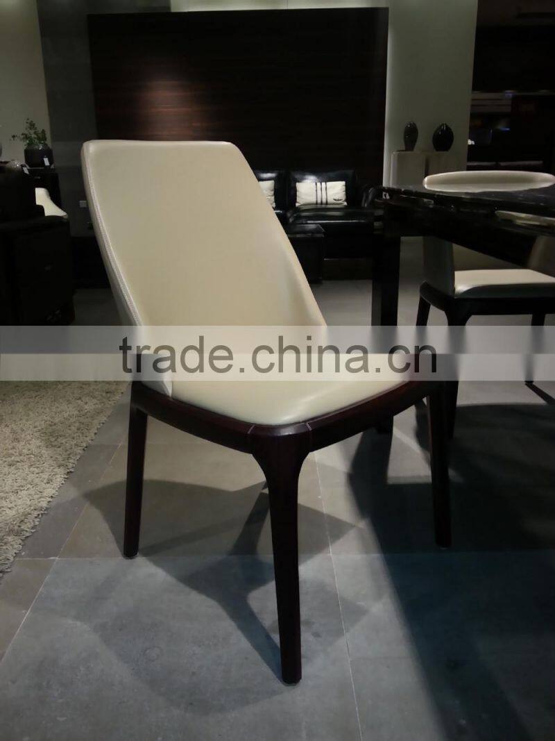 French elegant wooden leather dining chair