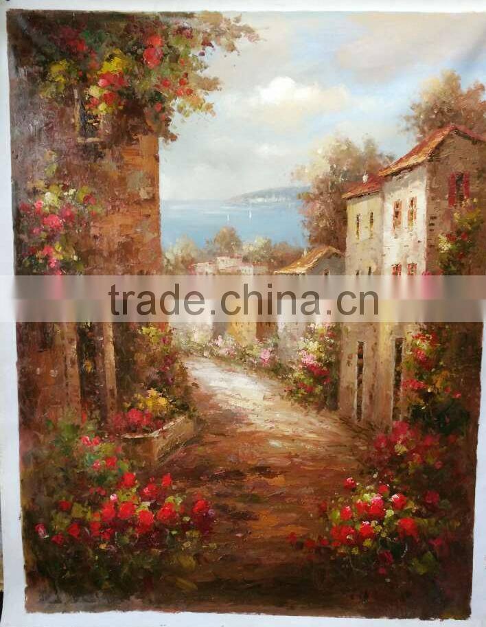 Mediterranean Garden Oil Painting on Canvas