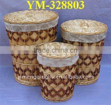 white S/3 willow laundry basket with lids