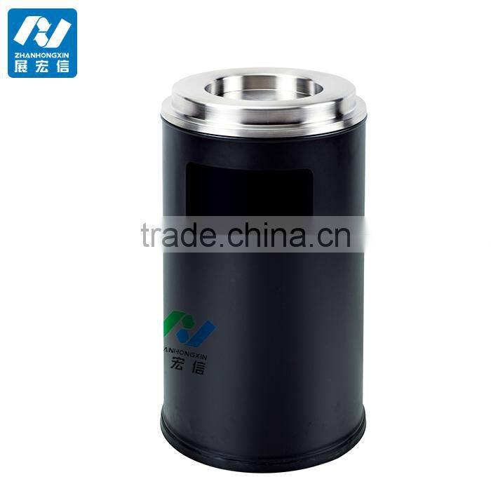 Stainless steel and wooden ashtray bin for hotel lobby