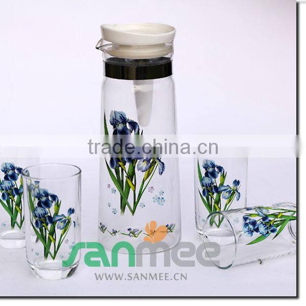 1L Heat Transfer Colorful Big Juice Gift Glass Water Sets