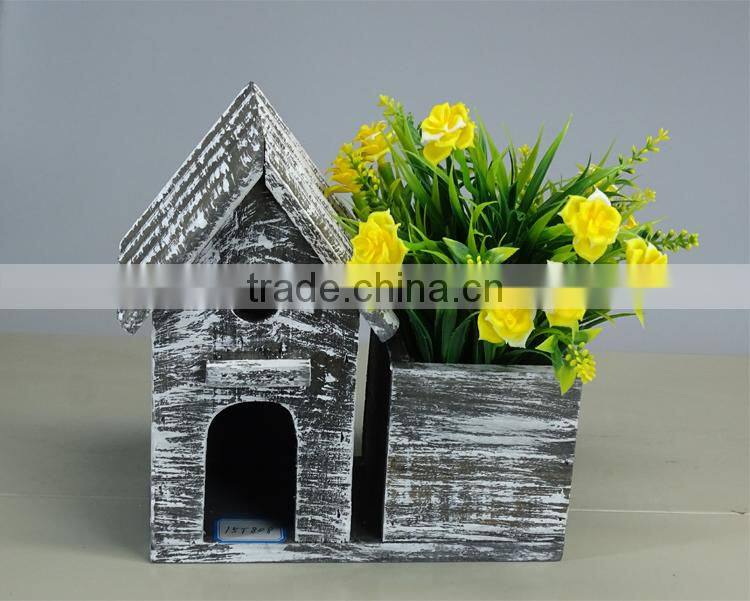 Bird House Wooden Planter Boxes Artificial Planter