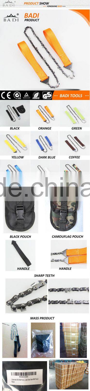 orange foldable pocket hand chainsaw with pouch