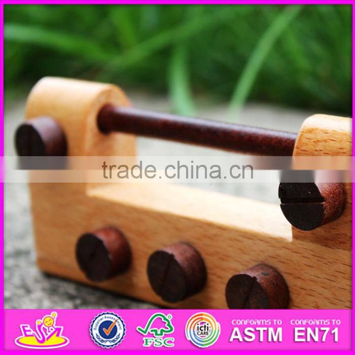 2016 new design children wooden lock toy W02A167