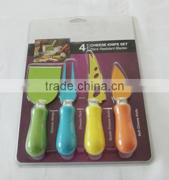 colorful stainless steel cheese knife set with ABS handle