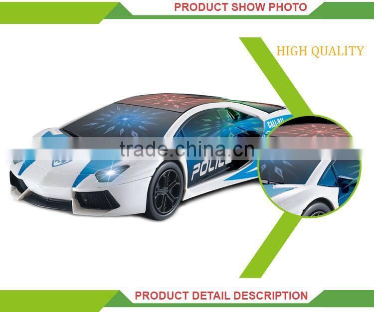 Newest battery operated plastic police toy track toy with light up car